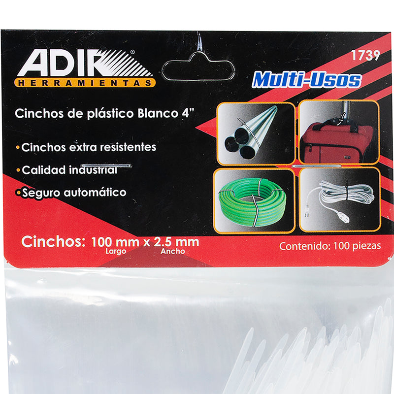 Cincho Adir blanco 4 c/100 pzas