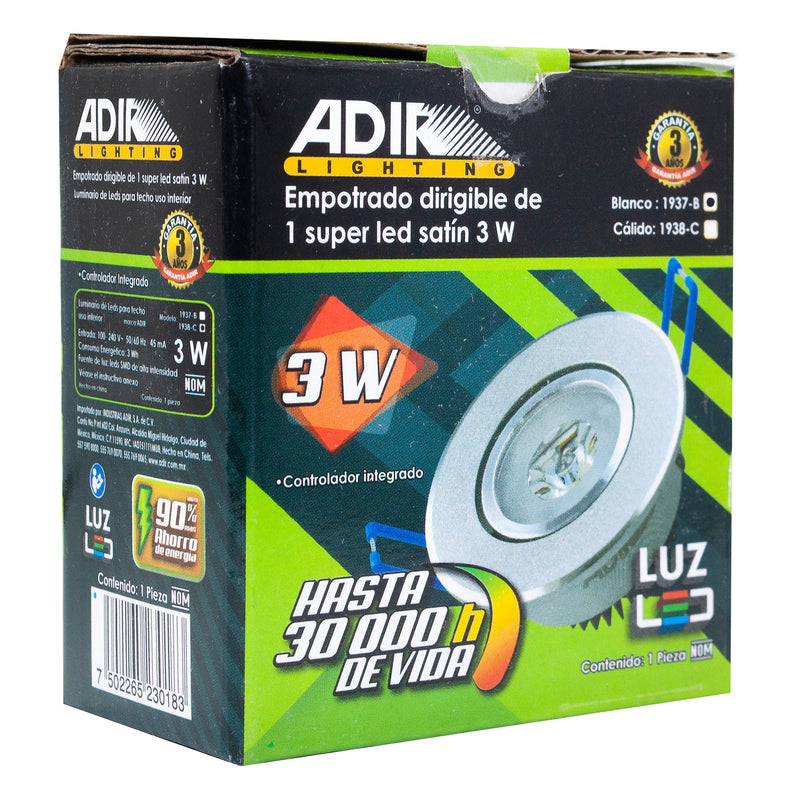 Empotrado Adir 1 led x 3 w frío