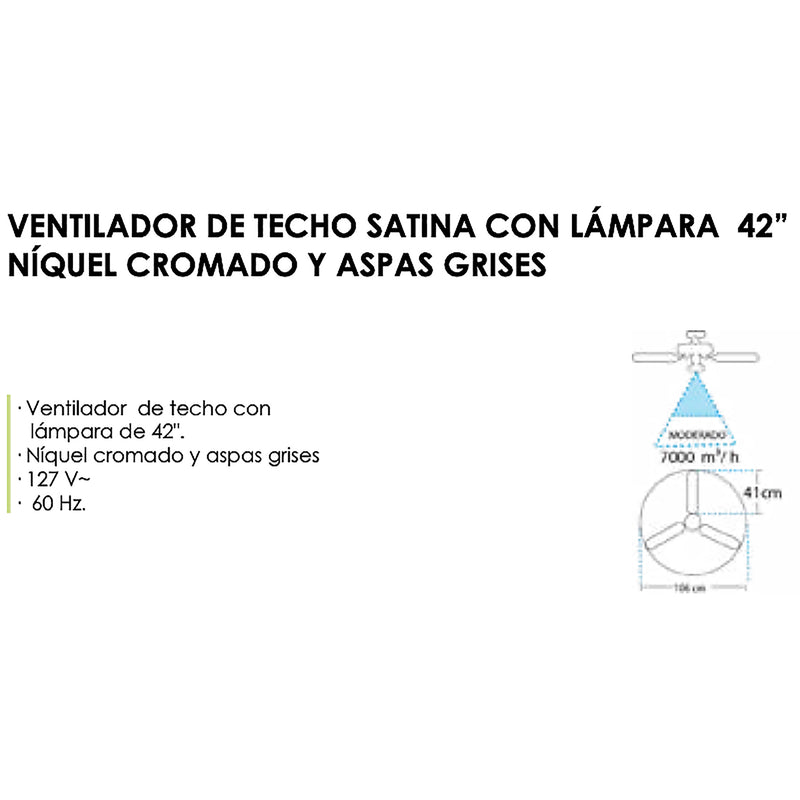 Ventilador Adir satína 42 cromo