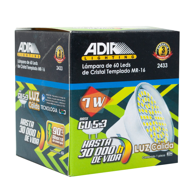 Foco Adir 60 leds smd cob mr16 blanco cálido