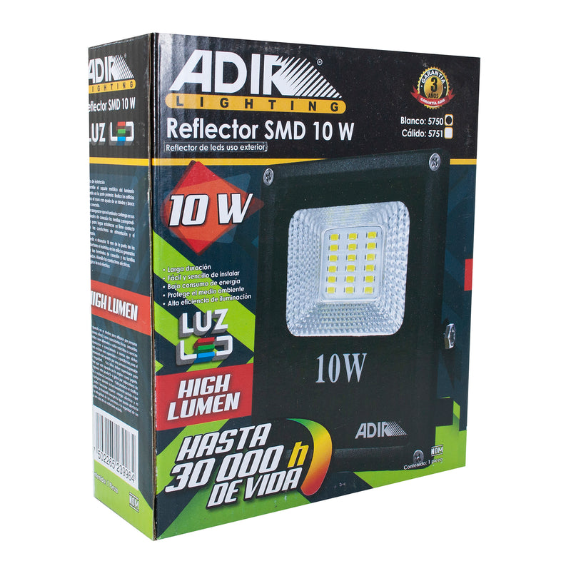 Reflector Adir extra plano smd 10 watts bco.high lumen