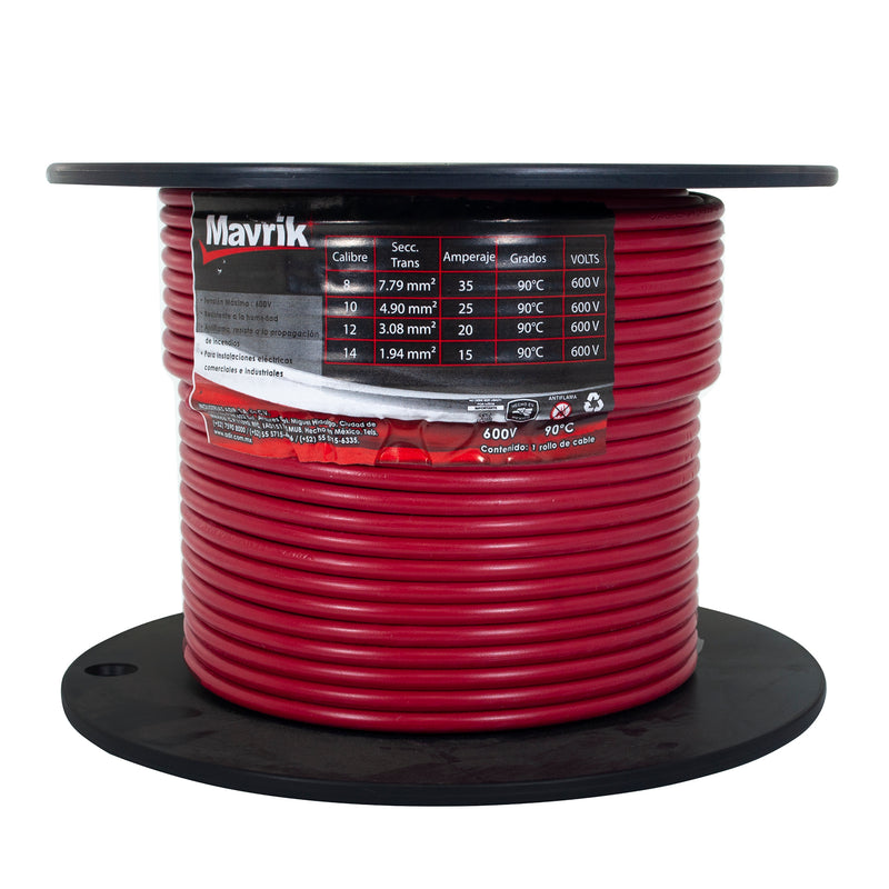 Cable mavrik cal. 12 rojo 50 mts
