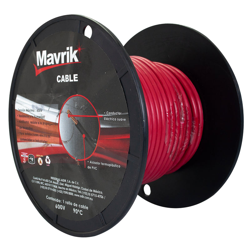 Cable mavrik cal. 10 rojo 25 mts