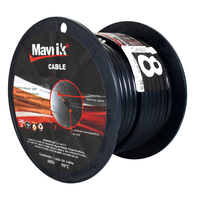 Cable mavrik cal 8 negro 25 mts