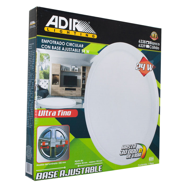 Empotrado Adir led redondo 24w frío base ajustable