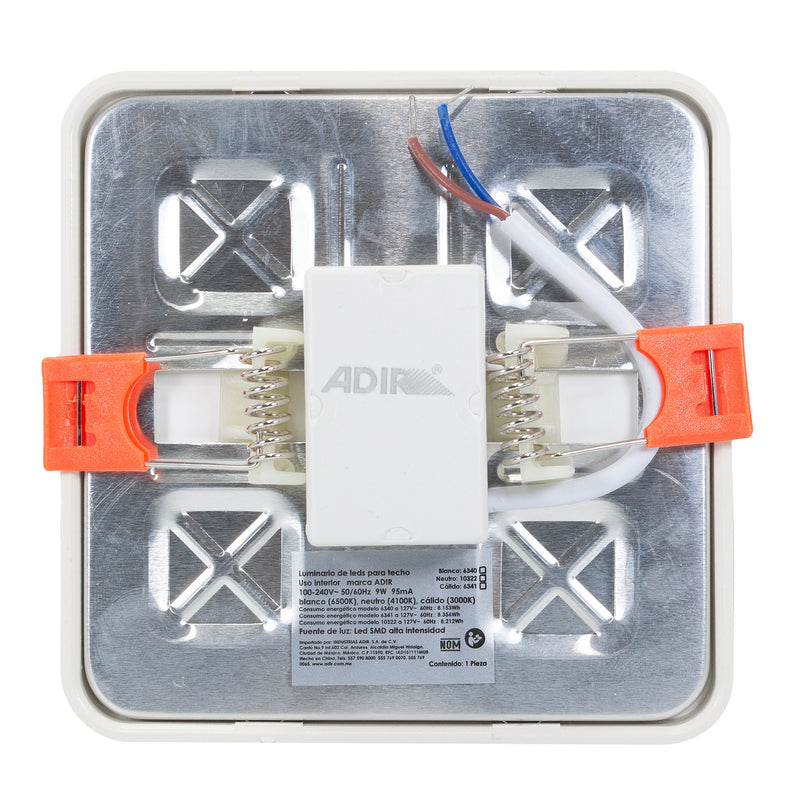 Empotrado Adir led cuadrado 9w frío base ajustable