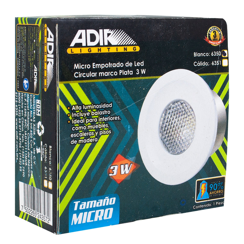 Empotrado micro Adir led circular mco.bco.1.5w frío