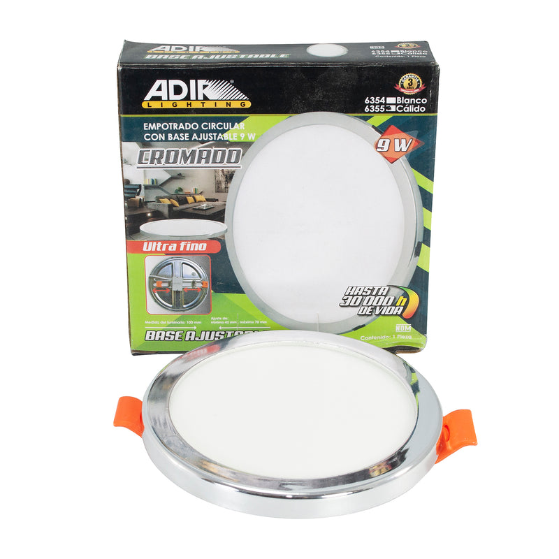 Empotrado Adir led 9w ajustable cromo redondo cálido