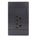 Placa HUH Oxford 1 apagador y 2 contactos - La nueva eléctrica