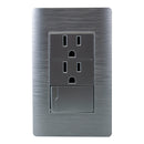 Placa HUH aluminio 1 apagador y 2 contactos - La nueva eléctrica