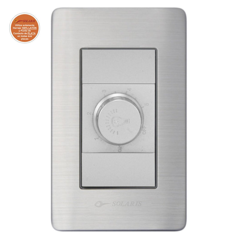 Placa Solaris acero inox c/gris con dimmer