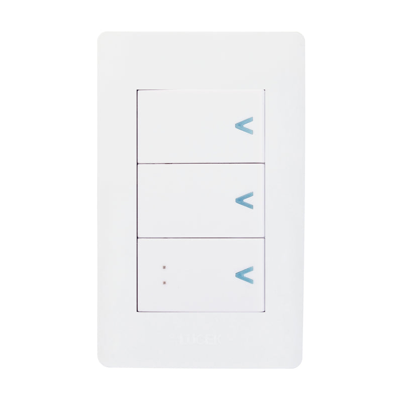 Placa Lucek c/2 apagadores sencillos y 1 escalera blanco
