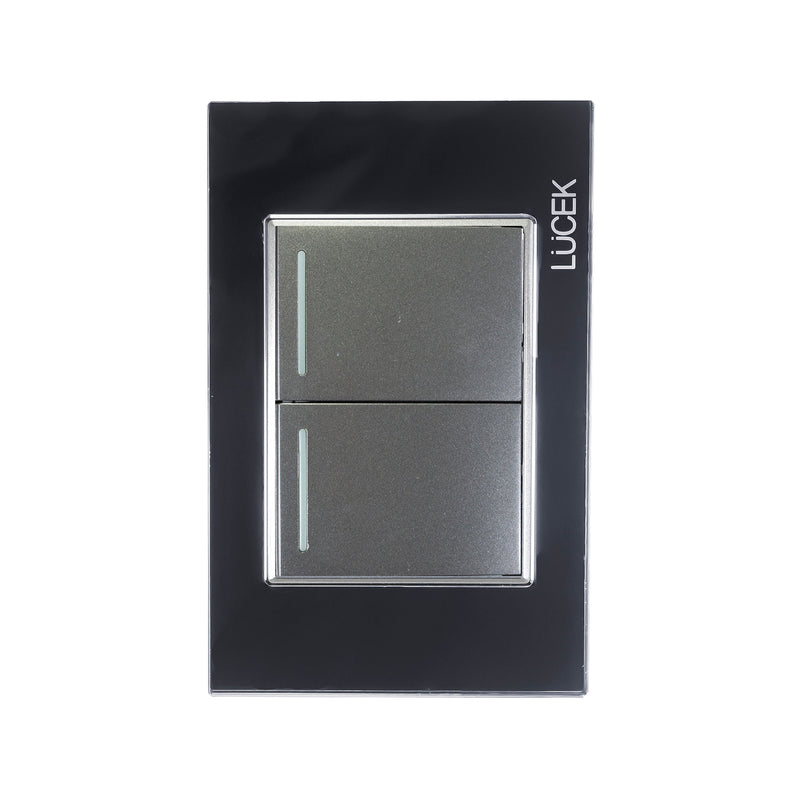 Placa Lucek 2 apagadores sencillos de 15 Módulos cristal es