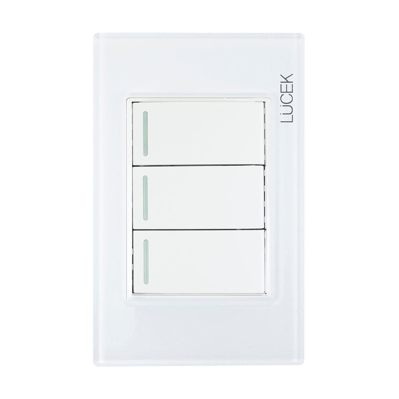 Placa Lucek colors c/3 apagadores sencillo blanco