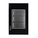 Placa Lucek crystal c/2 apagadores sencillo y escalera negro/negro - La nueva eléctrica