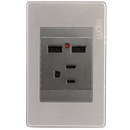 Placa Lucek metal 1 contacto 2 USB anonizado - La nueva eléctrica