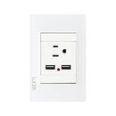 Placa Lucek crystal contacto y 2 usb blanco/blanco