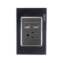 Placa Lucek 1 contacto y 2 entradas de USB cristal espejo negro - La nueva eléctrica