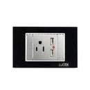 Placa Lucek crystal contacto y 2 USB negro/negro - La nueva eléctrica