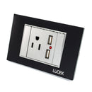 Placa Lucek crystal contacto y 2 USB negro/negro - La nueva eléctrica