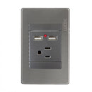 Placa Lucek metal 1 contacto 2 USB anonizado - La nueva eléctrica