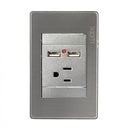 Placa Lucek metal 1 contacto 2 USB plata - La nueva eléctrica