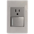 Placa Lucek metálica con apagador de escalera y contacto de - La nueva eléctrica