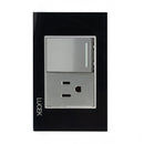 Placa Lucek crystal contacto y apagador escalera negro/negro - La nueva eléctrica