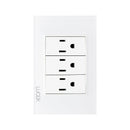 Placa Lucek crystal c/3 contactos blanco/blanco