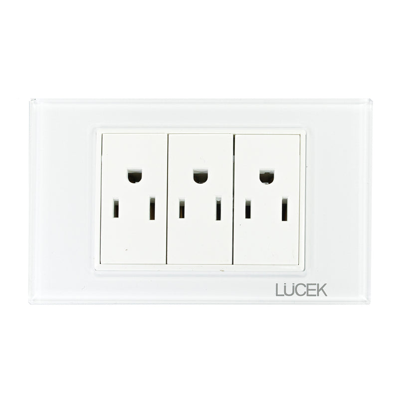 Placa Lucek crystal c/3 contactos blanco/blanco