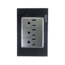 Placa Lucek 3 contactos de 1 módulo cristal espejo negro - La nueva eléctrica