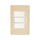 Placa Lucek crystal c/3 apagadores escalera dorado/marfil