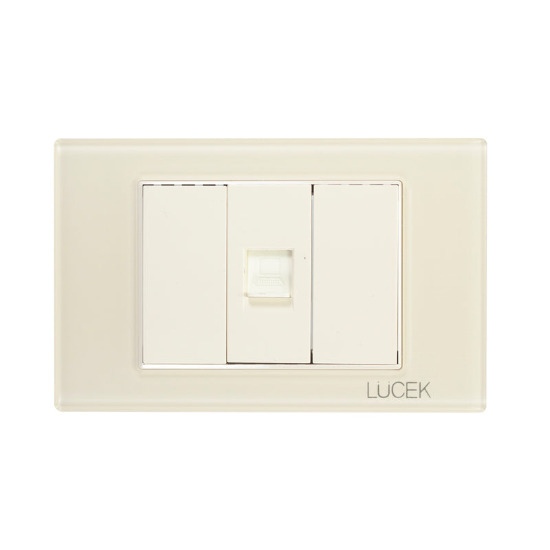 Placa Lucek colors jack rj45 hueso