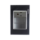 Placa Lucek 2 apagadores escalera y 1 contacto de 1 módulo cristal espejo - La nueva eléctrica