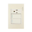 Placa Lucek Colors c/2 apagadores escalera y 1 contacto hueso - La nueva eléctrica