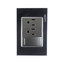 Placa Lucek 1 apagador escalera y 2 contactos de 1 módulo cristal espejo - La nueva eléctrica