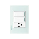 Placa Lucek crystal c/2 apagadores y 1 contacto blanco/blanc