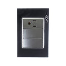 Placa Lucek 2 apagadores sencillos y 1 contacto de 1 módulo - La nueva eléctrica