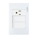 Placa Lucek Colors c/2 apagadores sencillos y 1 contacto blanco - La nueva eléctrica
