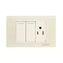Placa Lucek Colors c/2 apagadores sencillos y 1 contacto hueso - La nueva eléctrica