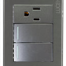 Placa Lucek Metálica 2 apagadores 1 contacto anodizado - La nueva eléctrica