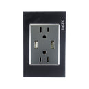 Placa Lucek 2 contactos y 2 entradas de USB cristal espejo negro - La nueva eléctrica