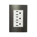 Placa Solaris acero inoxidable con base blanca 3 contactos - La nueva eléctrica