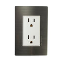 Placa Solaris acero inoxidable con base blanca 2 contactos - La nueva eléctrica