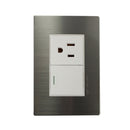 Placa Solaris acero inoxidable con base blanca 1 apagador 1 contacto - La nueva eléctrica