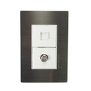 Placa Solaris acero inoxidable con base blanca TV y teléfono - La nueva eléctrica