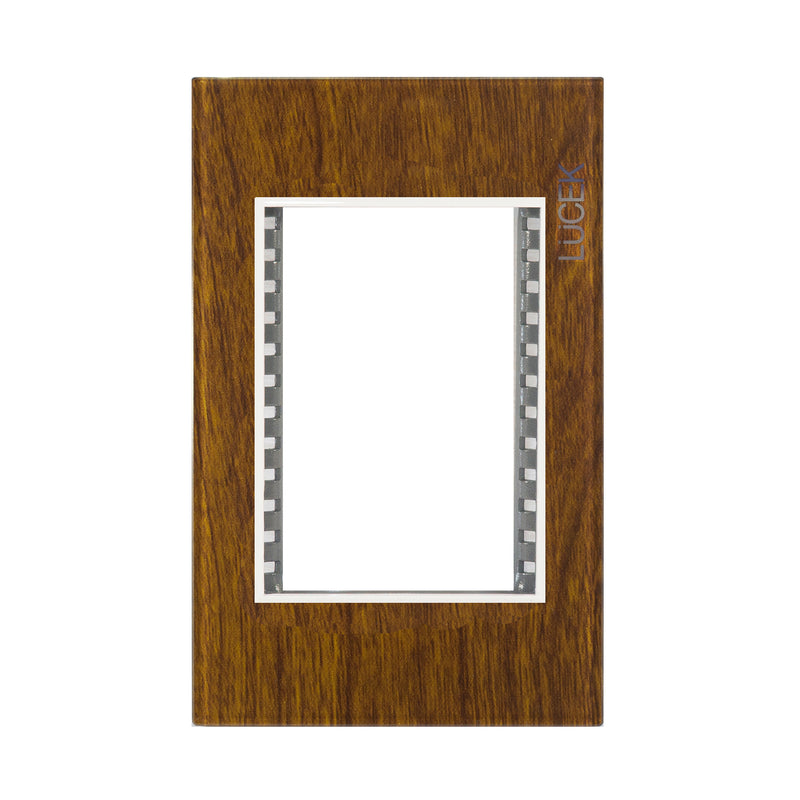 Placa Lucek colors metalica 3 ventanas madera cerezo