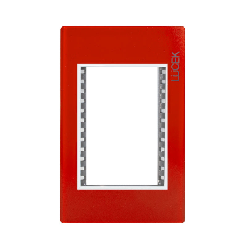 Placa Lucek colors metalica 3 ventanas rojo