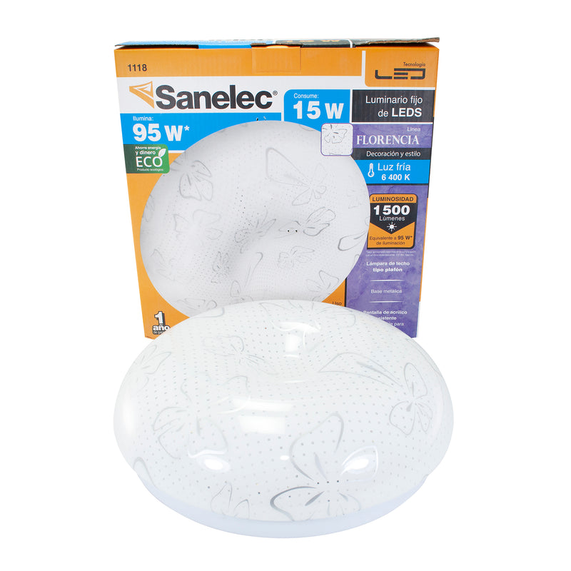 Plafón Sanelec led 15w florencia