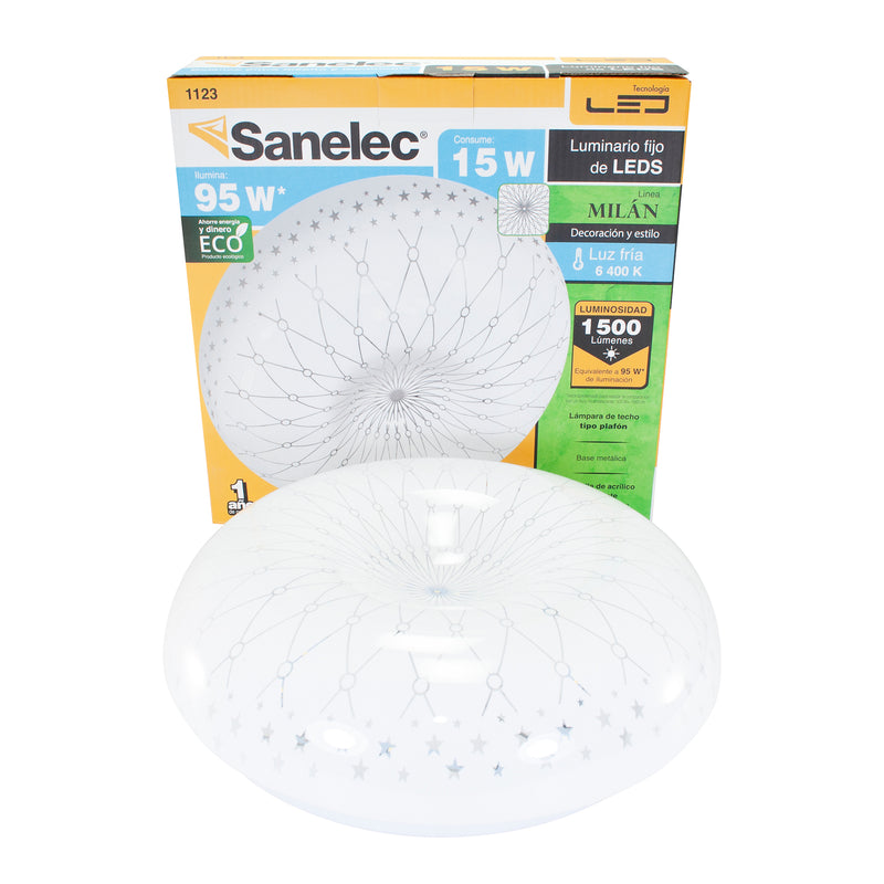 Plafón Sanelec led 15w milán